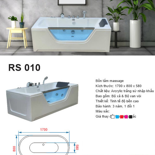 Bồn tắm massage mặt kính Royal Sanp RS 010